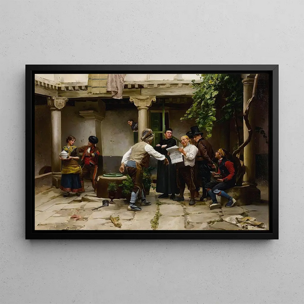 Announcing the news - Jules Worms — framed artwork on a wall