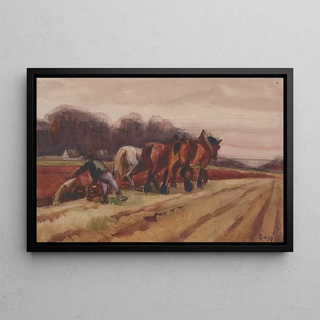 Les Labours - Jules Émile Zingg — framed artwork on a wall