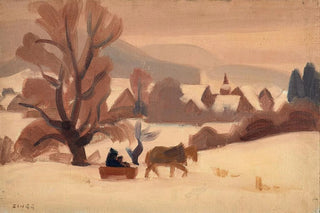 Sled in a Snowy Landscape - Jules Émile Zingg — artwork view