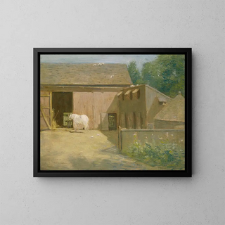 New England Barn - Julian Alden Weir — framed artwork on a wall
