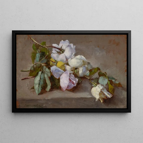 Roses - Julian Alden Weir — framed artwork on a wall