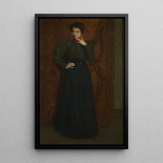 The Green Dress - Julian Alden Weir — framed artwork on a wall