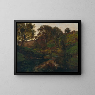 Sunset at Merri Creek - Julian Ashton — framed artwork on a wall