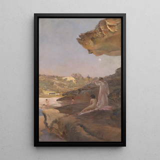 Tamarama Beach forty years ago, on a summer morning - Julian Ashton — framed artwork on a wall