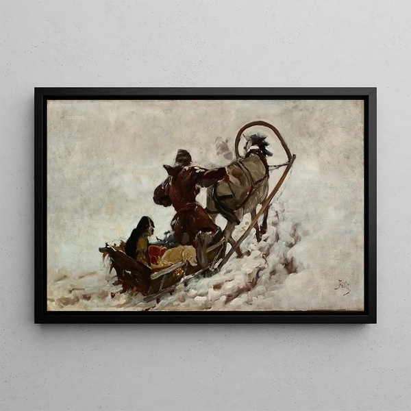 Hunting Dogs - Julian Fałat — framed artwork on a wall