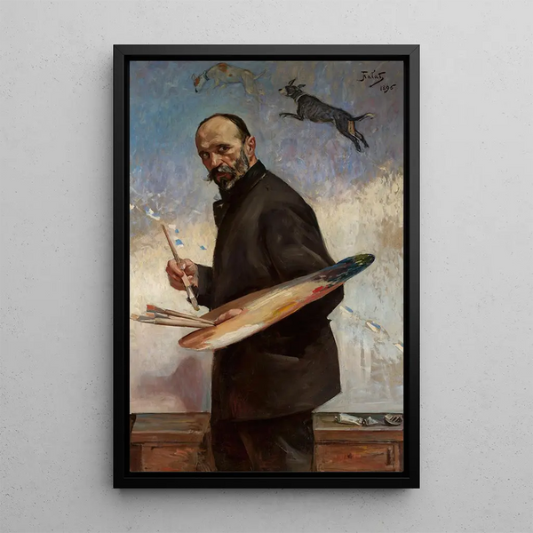 Self-portrait - Julian Fałat — framed artwork on a wall