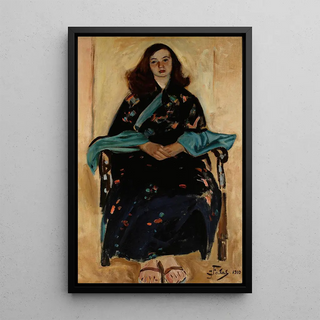Woman in kimono - Julian Fałat — framed artwork on a wall