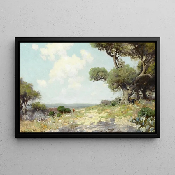 in the southwestern hills of Texas - Julian Onderdonk — framed artwork on a wall