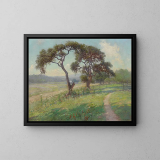 Landscape of Texas Hill Country without title - Julian Onderdonk — framed artwork on a wall