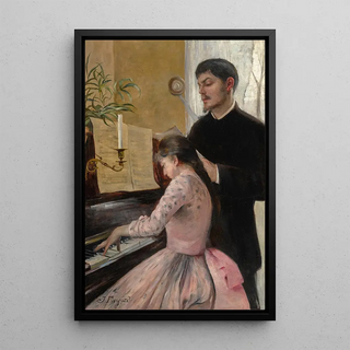 The Piano Lesson - Julie Delance-Feurgard — framed artwork on a wall