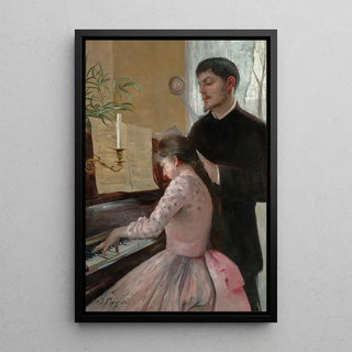 The Piano Lesson - Julie Delance-Feurgard — framed artwork on a wall