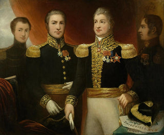 The General Léopold Hugo with two of his brothers and his son Abel in Restoration uniform - Julie Hugo — artwork view