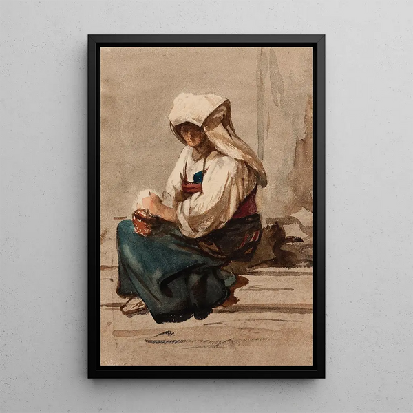 Italian woman - Julie Wilhelmine Hagen-Schwarz — framed artwork on a wall
