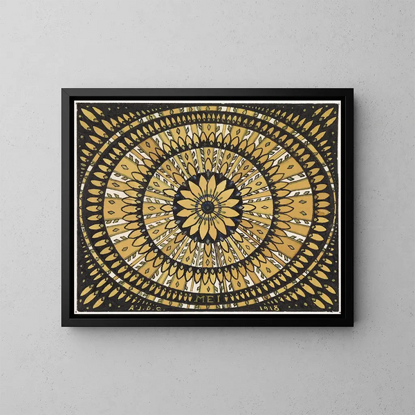 The month of May rosette with stylized leaves - Julie de Graag — framed artwork on a wall