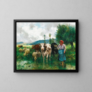 The Shepherdess - Julien Dupré — framed artwork on a wall