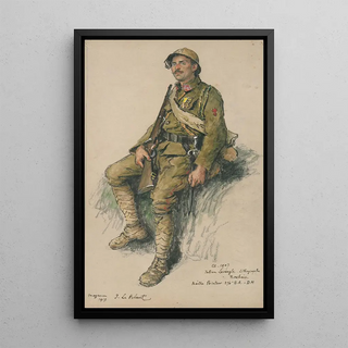 Portrait of a French soldier from World War I - Julien Le Blant — framed artwork on a wall