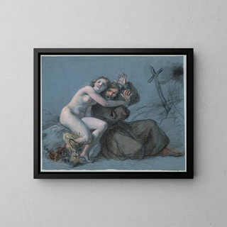 La Tentation de saint Antoine - Julien Léopold Boilly — framed artwork on a wall