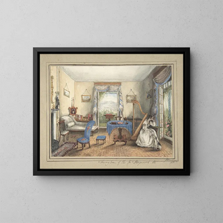 Drawing Room Painting of the Plas Spa - Julien Mure — framed artwork on a wall