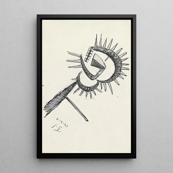 Black and purple painting - Julio González — framed artwork on a wall
