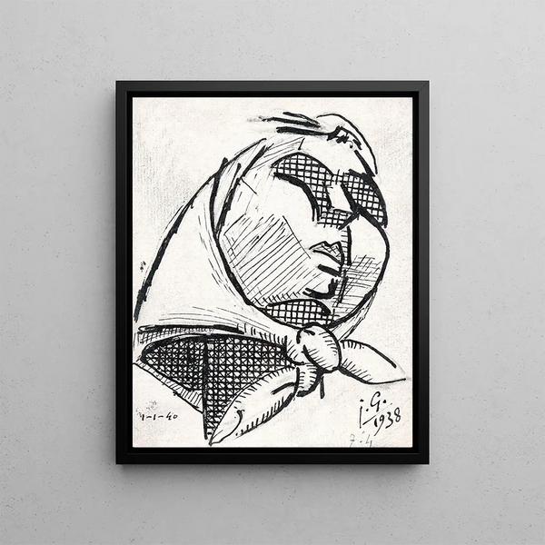 Face of Peasant Woman - Julio González — framed artwork on a wall