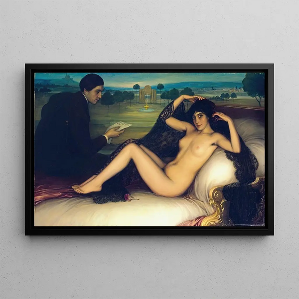 Venus of Poetry - Julio Romero de Torres — framed artwork on a wall