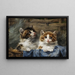 Two kittens in a basket with blue fabric - Julius Adam — framed artwork on a wall