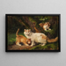 Family of cats playing in the forest - Julius Adam the Younger — framed artwork on a wall