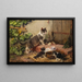 Family of cats at the milk bowl - Julius Adam the Younger — framed artwork on a wall
