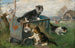 kittens playing on a cart in the meadow - Julius Adam the Younger — artwork view