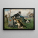 kittens playing on a cart in the meadow - Julius Adam the Younger — framed artwork on a wall