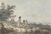 View of London with St. Paul's in the distance, woman and children with a stroller - Julius Caesar Ibbetson — artwork view