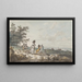 View of London with St. Paul's in the distance, woman and children with a stroller - Julius Caesar Ibbetson — framed artwork on a wall