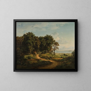 Danish Landscape Painting - Julius Hellesen — framed artwork on a wall