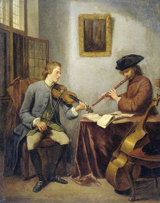 Julius Henricus Quinkhard - A Violinist and a Flutist Playing Music together The Musicians.webp