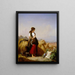 a standing reaper near sheaves tending to a wedding procession returning from church - Julius Köckert — framed artwork on a wall