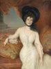 Portrait of a lady in front of a red velvet curtain - Julius Kraut — artwork view