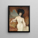 Portrait of a lady in front of a red velvet curtain - Julius Kraut — framed artwork on a wall