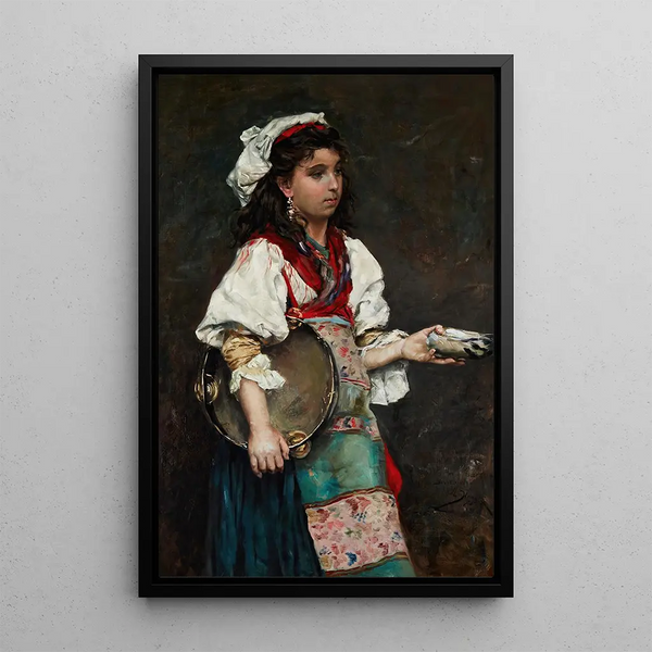 Young Gypsy Girl - Julius LeBlanc Stewart — framed artwork on a wall