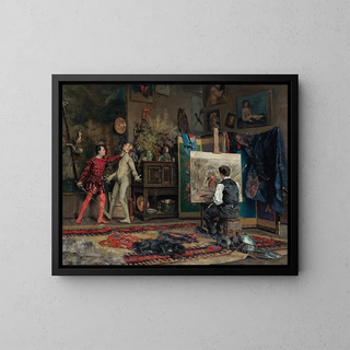 In the artist's studio - Julius LeBlanc Stewart — framed artwork on a wall