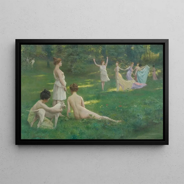 Les Chasseuresses - Julius LeBlanc Stewart — framed artwork on a wall