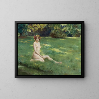A nude on the lawn - Julius LeBlanc Stewart — framed artwork on a wall