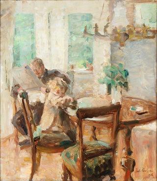 Julius Paulsen - Barnet leger mens far lser avis.webp