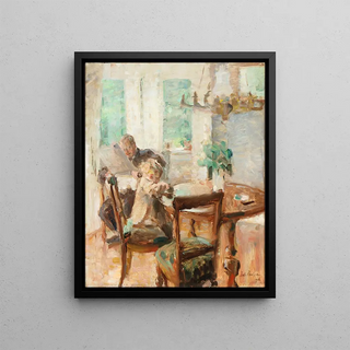 Julius Paulsen - Barnet leger mens far lser avis.webp