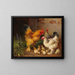 Coqs et poules devant l'étable dans le pré - Julius Scheuerer — framed artwork on a wall
