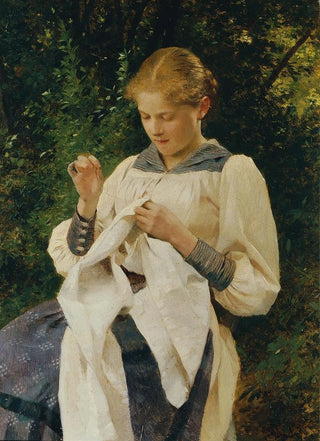 Young girl with work - Julius Schmid — artwork view