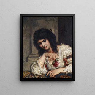 Julius Schrader - Dame An Der Brstung Mit Rose.webp
