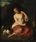 a young girl with a dog - Julius Schrader — artwork view
