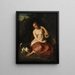 a young girl with a dog - Julius Schrader — framed artwork on a wall