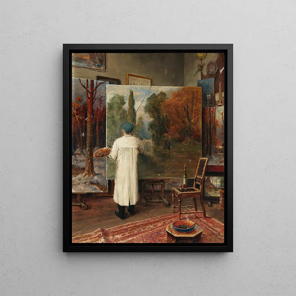 In his studio - Julius Sergius Klever — framed artwork on a wall
