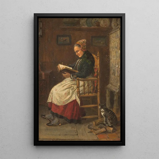 Old lady in the living room - Julius Simmonds — framed artwork on a wall